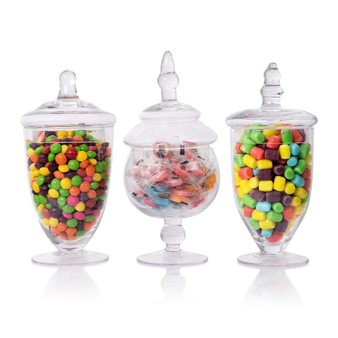 Amazon｜Mantello Glass Apothecary Jars Clear Small, Set of 3｜保存
